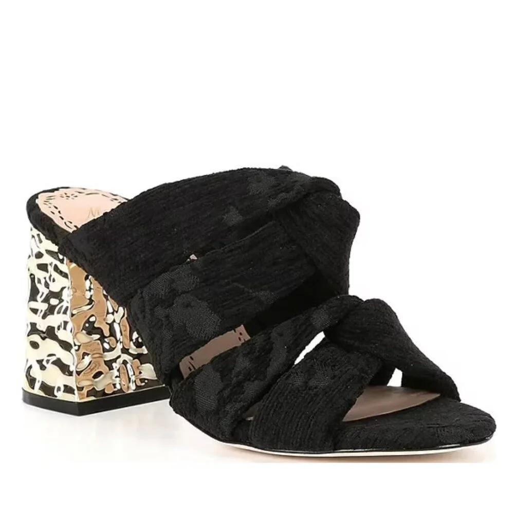 NEW Muse by Marchesa Iris Velvet Knotted Dress Slide Sandals in Black